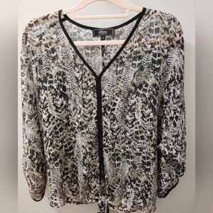 Status By Chenault Sheer Black and White Blouse